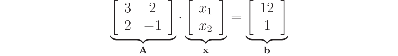 Linear system expressed using matrices and vectors