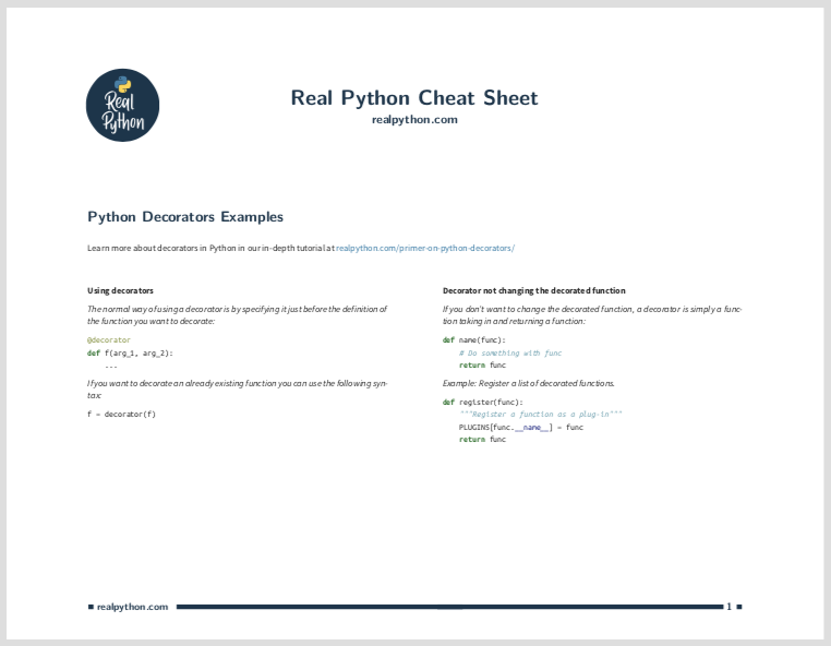 Python Decorators Cheatsheet